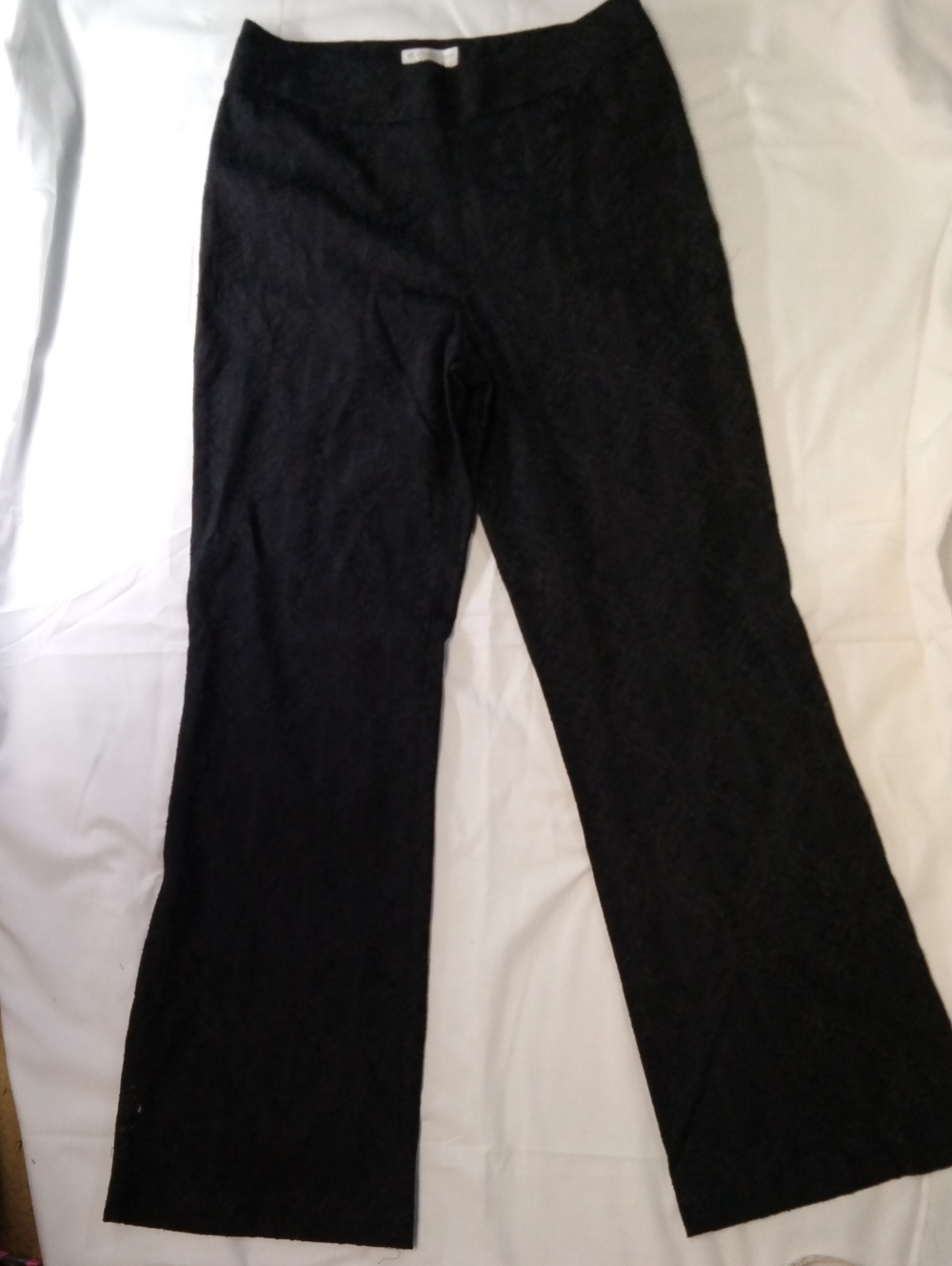 Worthington Black All-over Stretchy Lace Straight Leg Dressy Pants